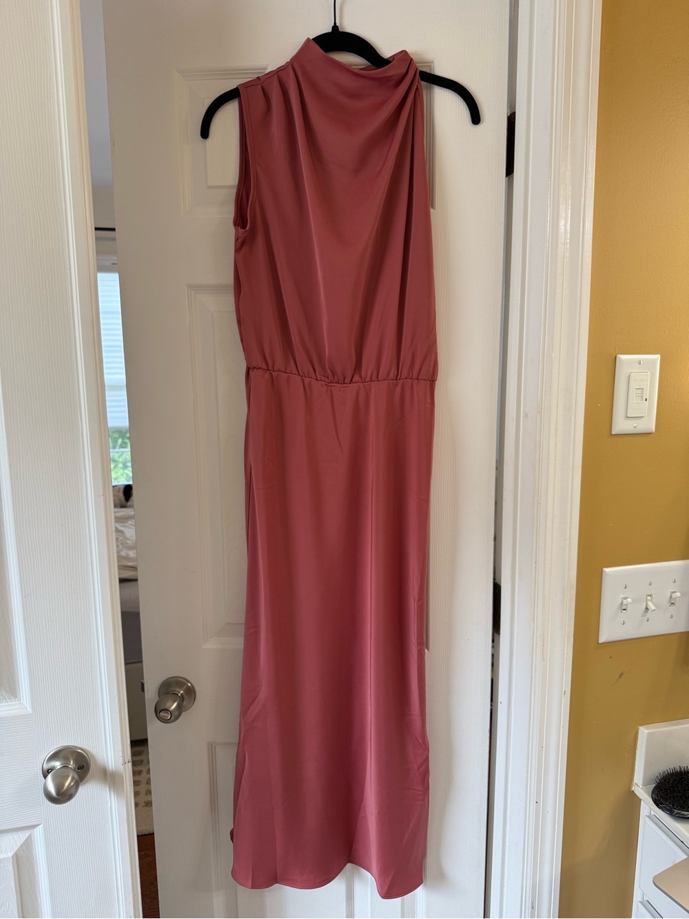 NWT Sleeveless Dusty Rose Maxi Dress with High Neck